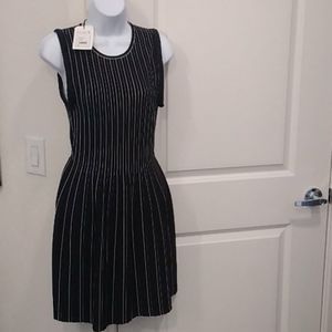 New Theory Black and White Striped Dress